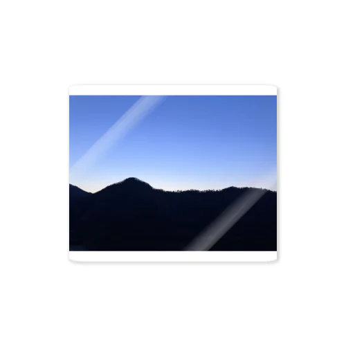 Azure Twilight Glow of Japan's Rural Mountain Ranges ステッカー