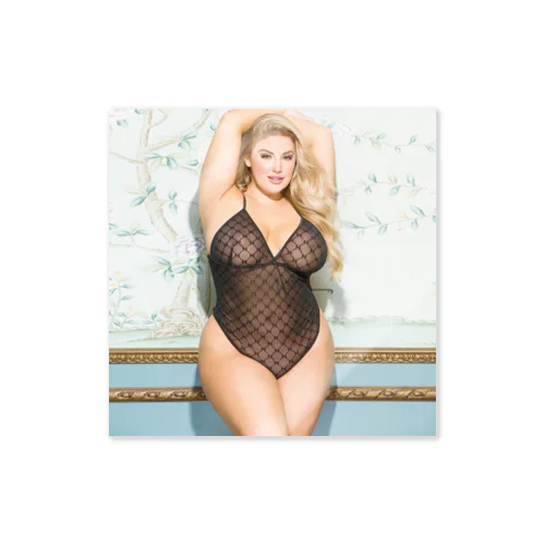 Plus Size Sexy Lingerie Grid Pattern Sexy Perspective Fat Sister Sling Open Crotch Jumpsuit Wacoal Sticker