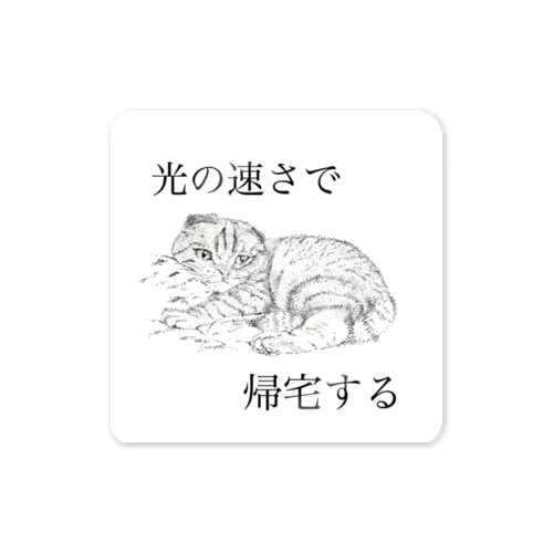 光の速さで帰宅する（ネコ） ステッカー