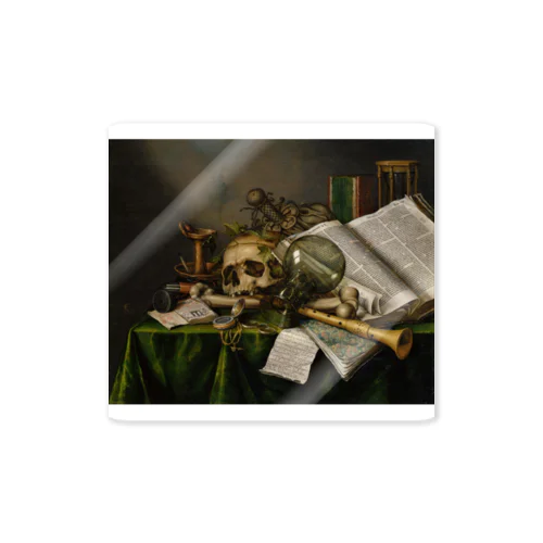 ヴァニタス－書物と髑髏のある静物 / Vanitas - Still Life with Books and Manuscripts and a Skull ステッカー