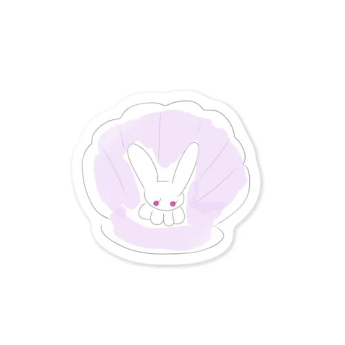 貝がらと、ネコうさ🐰(ラベンダー×ホワイト) Sticker