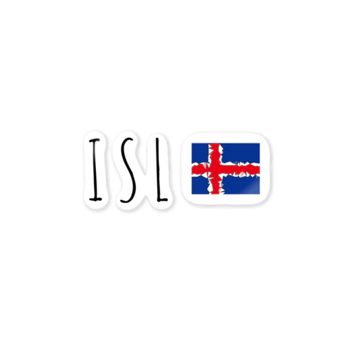ISL アイスランド国旗デザイン Sticker