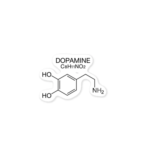  DOPAMINE C8H11NO2 -ドーパミ ン- 胸面配置 黒ロゴ ステッカー