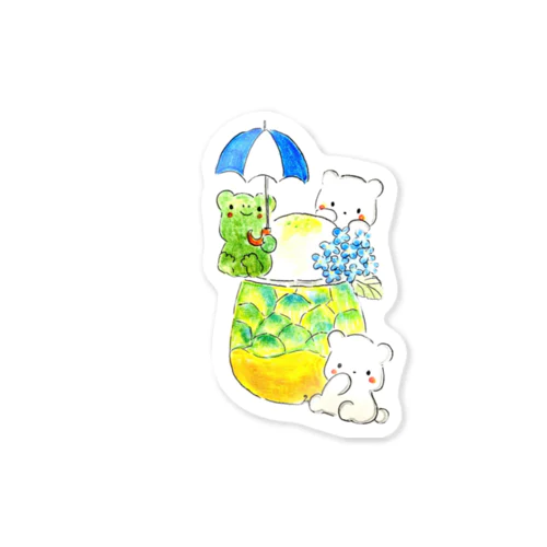 クンちゃんシロちゃん　カエルの抹茶ミニパフェ Sticker