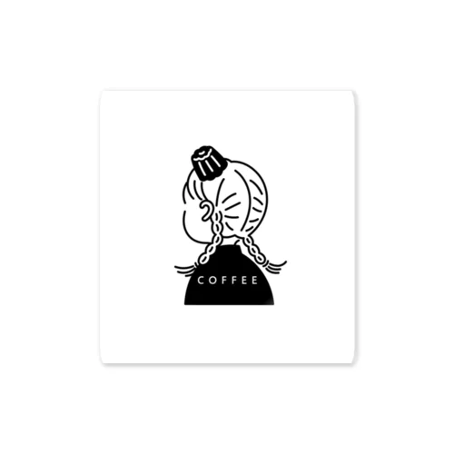 カヌレの帽子とコーヒー豆の三つ編みの女の子【Lou】ルーちゃん ステッカー