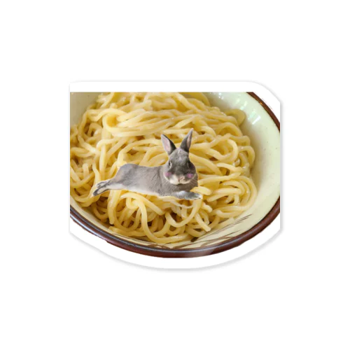 ラーメン好きな飼い主の影響で　うさぎ　麺風呂 Sticker