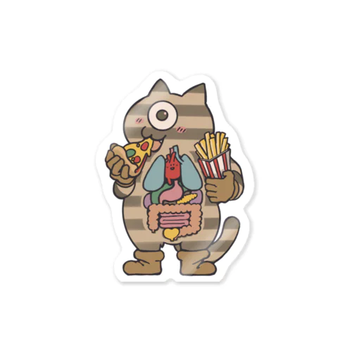 しましまねっこの人体模型 Sticker