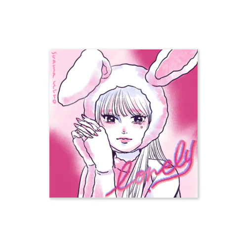 lonely rabbit Sticker