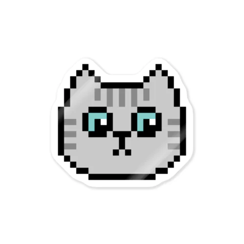 ドット絵のねこ（サバトラ） ステッカー