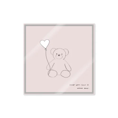 🧸 Bear and heart white balloon . ステッカー