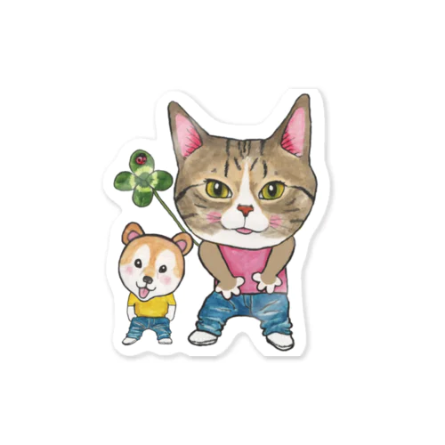 あけびちゃん&こてつくん🩵デニム Sticker