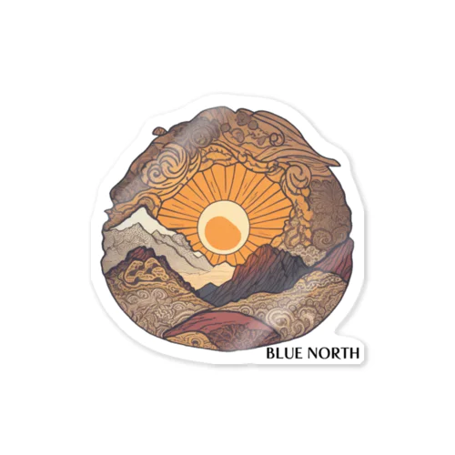 【BLUE NORTH】山と太陽 Sticker