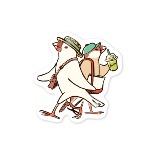 おしゃれしておでかけ文鳥 Sticker