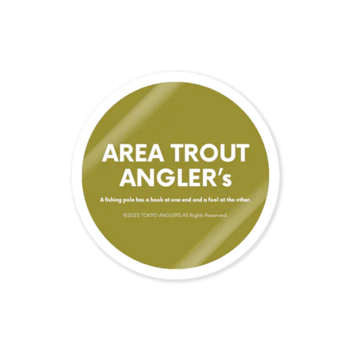 【釣り好き必見！】AREA TROUT ANGLER’s ステッカー（丸型・カーキ） ステッカー