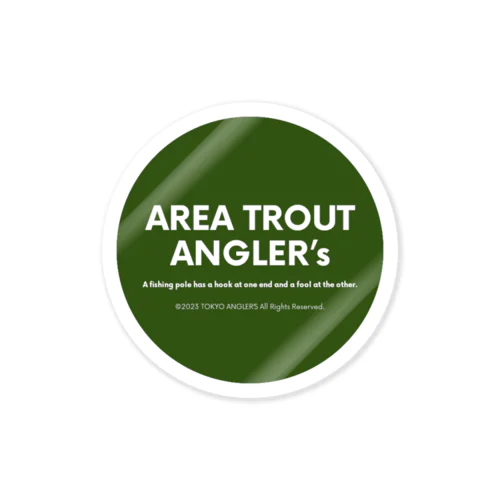 【釣り好き必見！】AREA TROUT ANGLER’s ステッカー（丸型・オリーブ） ステッカー