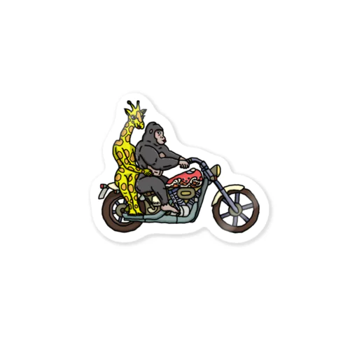 (ノーヘル)バイクゴリラ&キリンステッカー Sticker