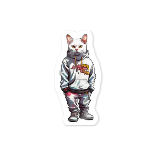 白猫のヒップホップ Sticker