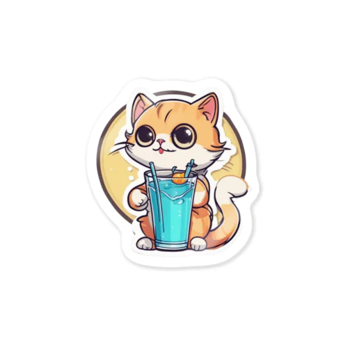 ドリンクごくごくネコちゃん Sticker