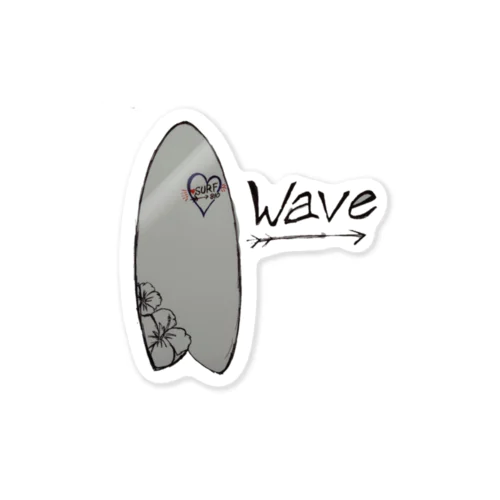 サーフボード♡ハイビスカス柄 wave ステッカー