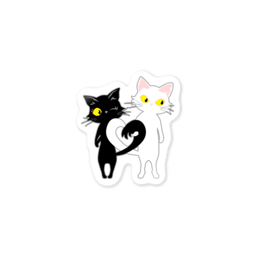 しろねこくろねこ・ハート形 Sticker