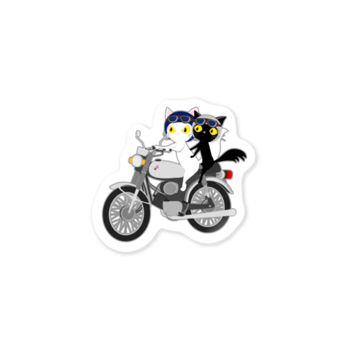 しろねこくろねこ・バイクツーリング Sticker