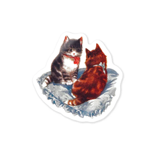 クッションの上のふたご猫 Sticker