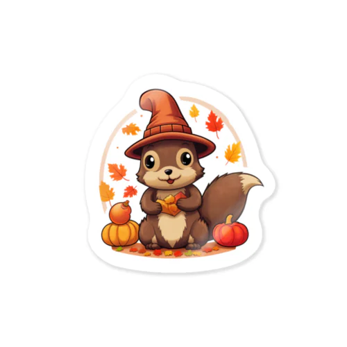 りすの秋のどんぐりパーティー Sticker
