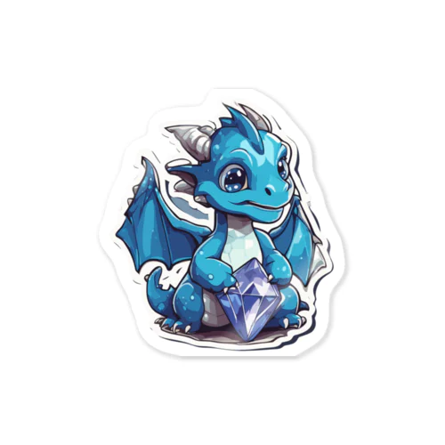 かわいいブルーダイヤモンドドラゴンのステッカー Sticker