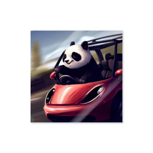 Panda driving a car（車を運転するパンダ） Sticker