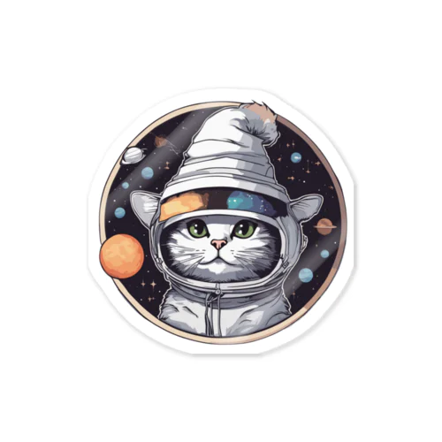 宇宙服の猫 ステッカー