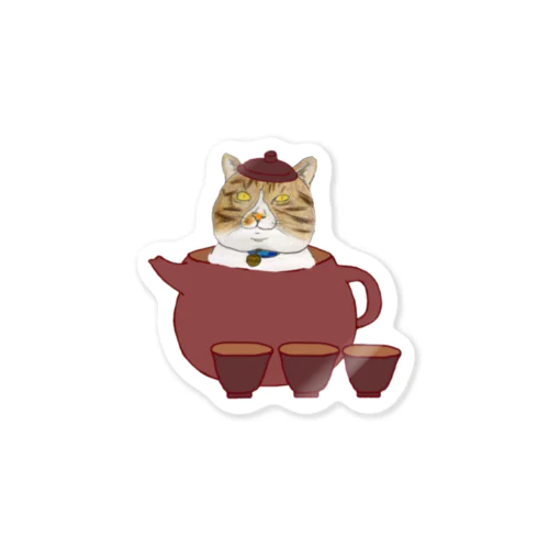 ともだちのcatさんと茶器 Sticker