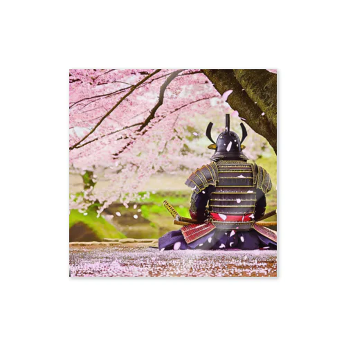 わび　侍の哀愁と桜の美しさ Sticker