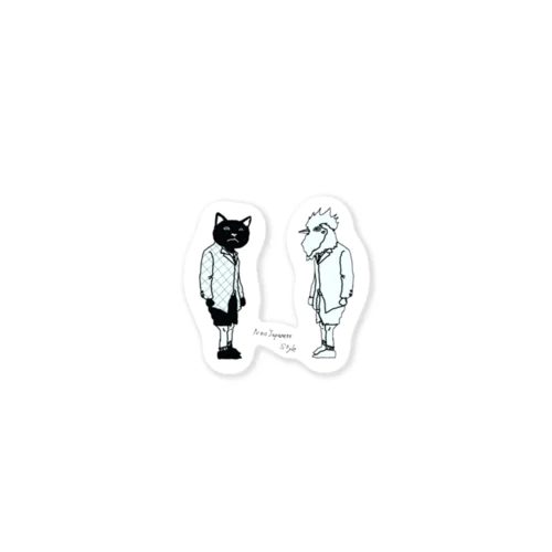 B_Lack_Cat&Mr.CHICKENHEART Sticker