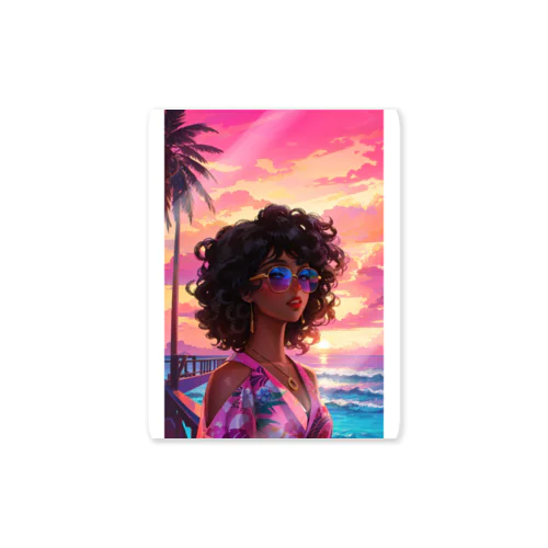 Sunset Girl Sticker