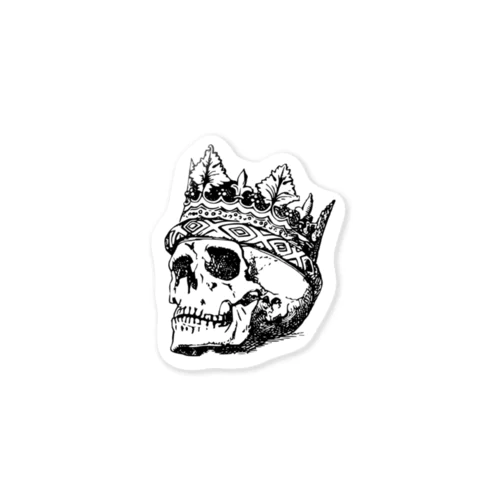 Black White Illustrated Skull King  ステッカー