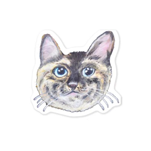 チョークアートの見上げるサビ猫 Sticker