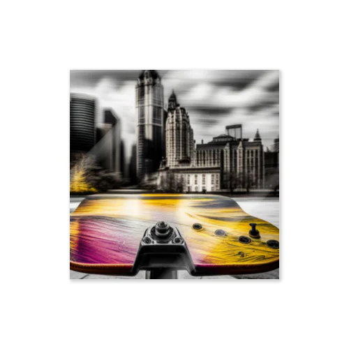 city on the skateboad Sticker