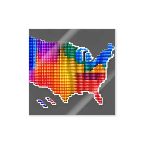 アメリカ大陸のピクセルアート ステッカー