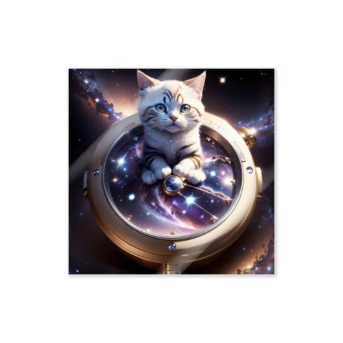 猫と宇宙の時計 Sticker