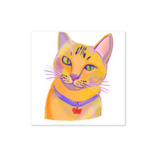 鮮やかな凛々しい猫さんのイラストグッズ Sticker