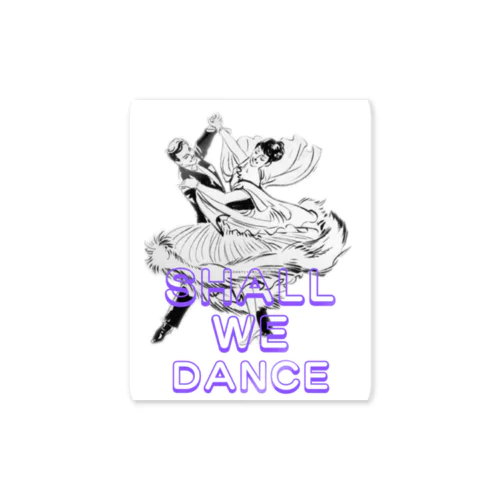 Shal We Dance（ブルー、白抜き） Sticker