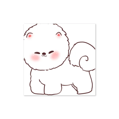 ふわふわの白い犬 Sticker