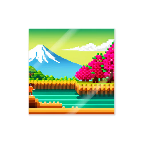 ドット絵・富士山 ステッカー