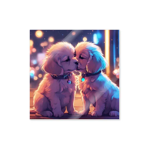 キュートな子犬同士のキス Sticker