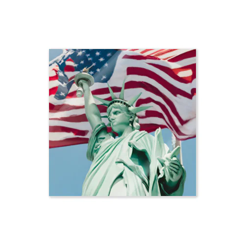 自由の女神とアメリカ国旗 Sticker