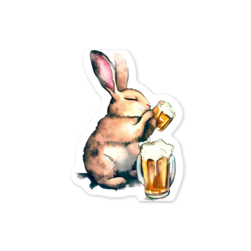 ビール好きのうさぎ Sticker