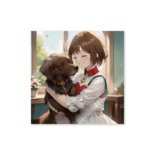 少女と愛犬 Sticker