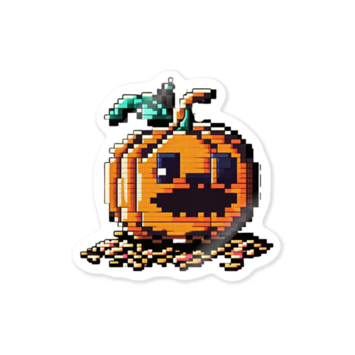 ドット絵のハロウィンかぼちゃのおばけ ステッカー