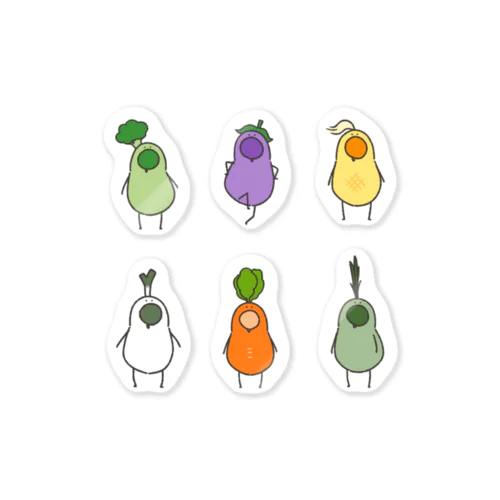 野菜なトリ(合体したよver.) Sticker