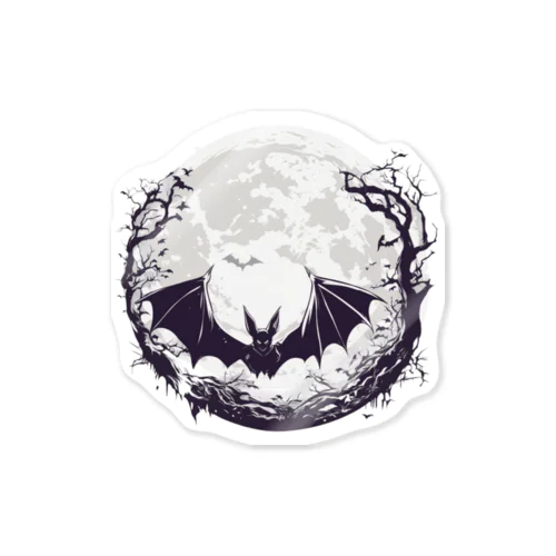 蝙蝠と月「bat and moon」 Sticker